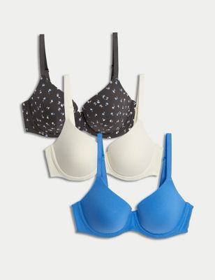 3pk Wired Full Cup Bras A-E, M&S Collection
