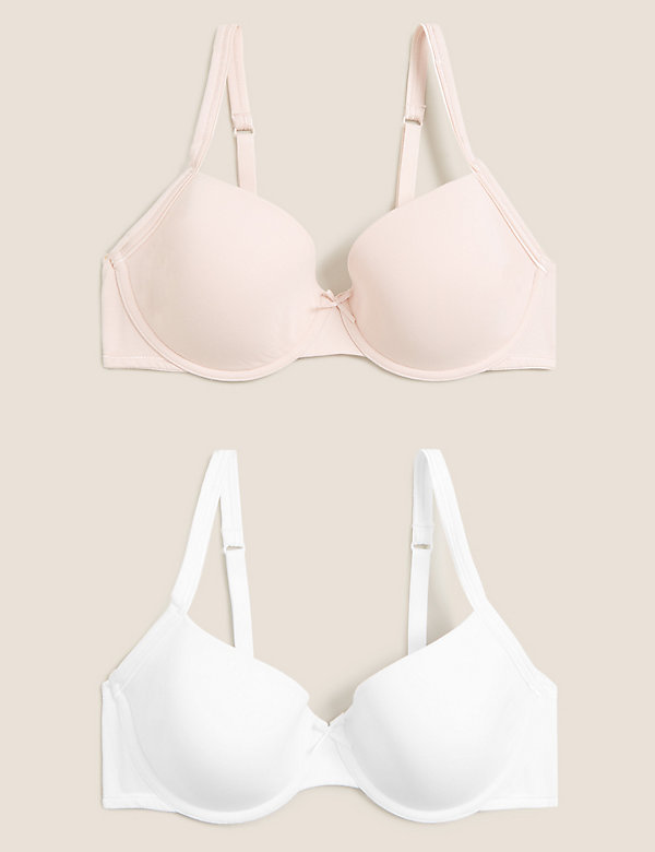 2pk Cotton Underwired T-Shirt Bras A-DD - BE