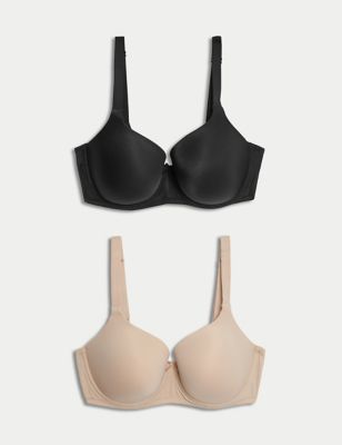 Buy Marks & Spencer Polyamide Underwire Marks and Spencer Women's Bras  Full-Coverage (Pack of 2) (T33_5919_White Mix_36E) at