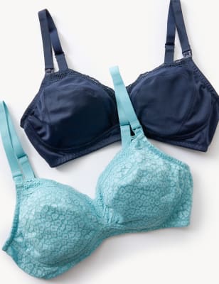 2pk Lace & Mesh Nursing Bras B-H