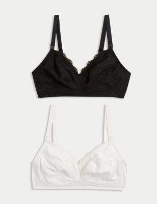 Marks & Spencer S new 2 pack black/white or black/almond maternity nursing  bras