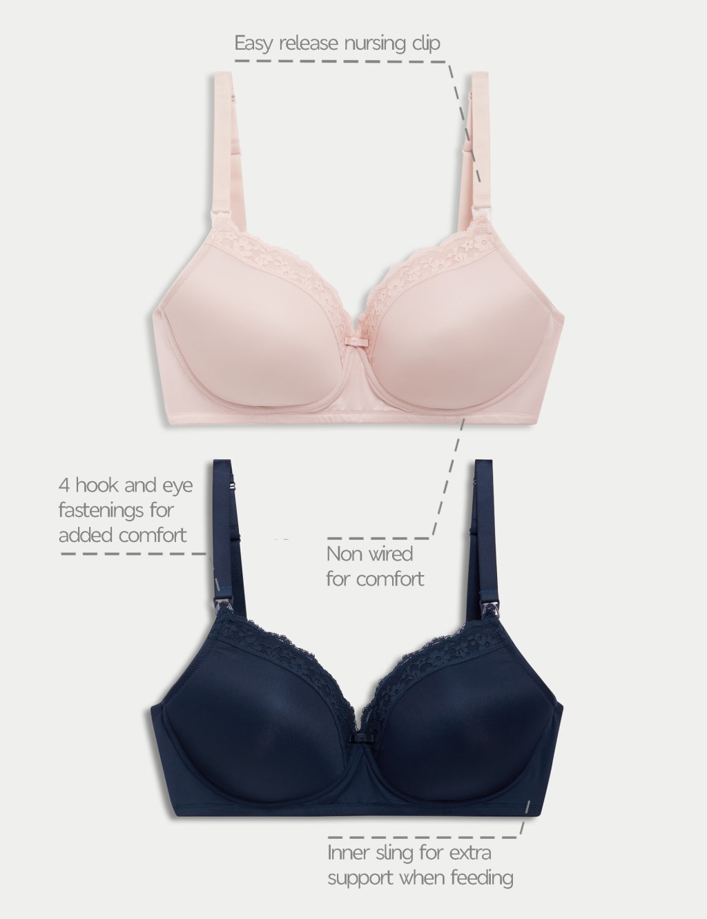 2pk Maternity Lace Trim Nursing Bras B-G image 4