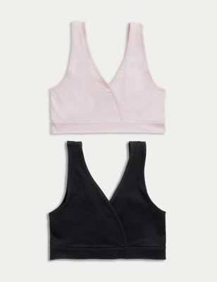 Marks And Spencer Womens M&S Collection 2pk Non Wired Lounge Nursing Bras - Black Mix, Black Mix