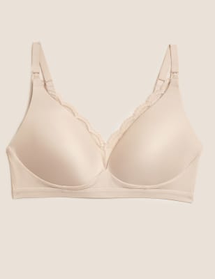 WonderMoms Wireless Lace Nursing Bra – Lightly Padded Top Open Cotton,  Grey, Small : : Clothing, Shoes & Accessories