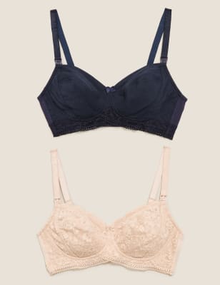 

Womens M&S Collection 2pk Cotton Rich & Lace Nursing Bras B-G - Opaline Mix, Opaline Mix