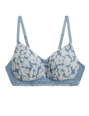 M&S Womens Printed Non Wired Post Surgery Bra A-E - 32B - Blue Mix, Blue Mix