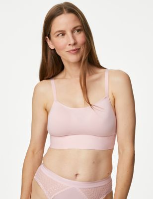 M&S Womens Cotton Non-Wired Post Surgery Cami Bra A-H - 32B - Soft Pink, Soft Pink,White,Grey Marl