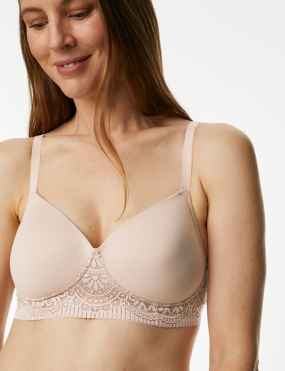 M&S Size 32E 2 Pack Post Surgery Non Wired Bras Nude White Prosthesis  Pocket