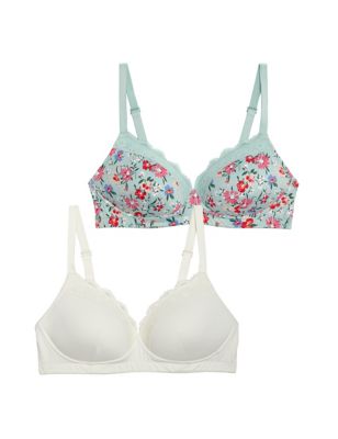 Buy Marks & Spencer Cotton Rich Floral Padded Post Surgery Bras T331811ROSE  Quartz_(36D) at