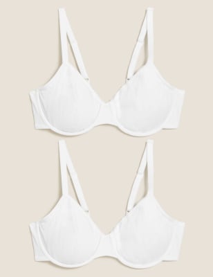 

M&S Collection Pack de 2 sujetadores de algodón con aros de copa completa para copa A-EWomens - White, White