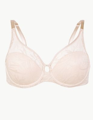 M&S Lace Wing Smoothing Underwired Non-Padded Bra white size 34A