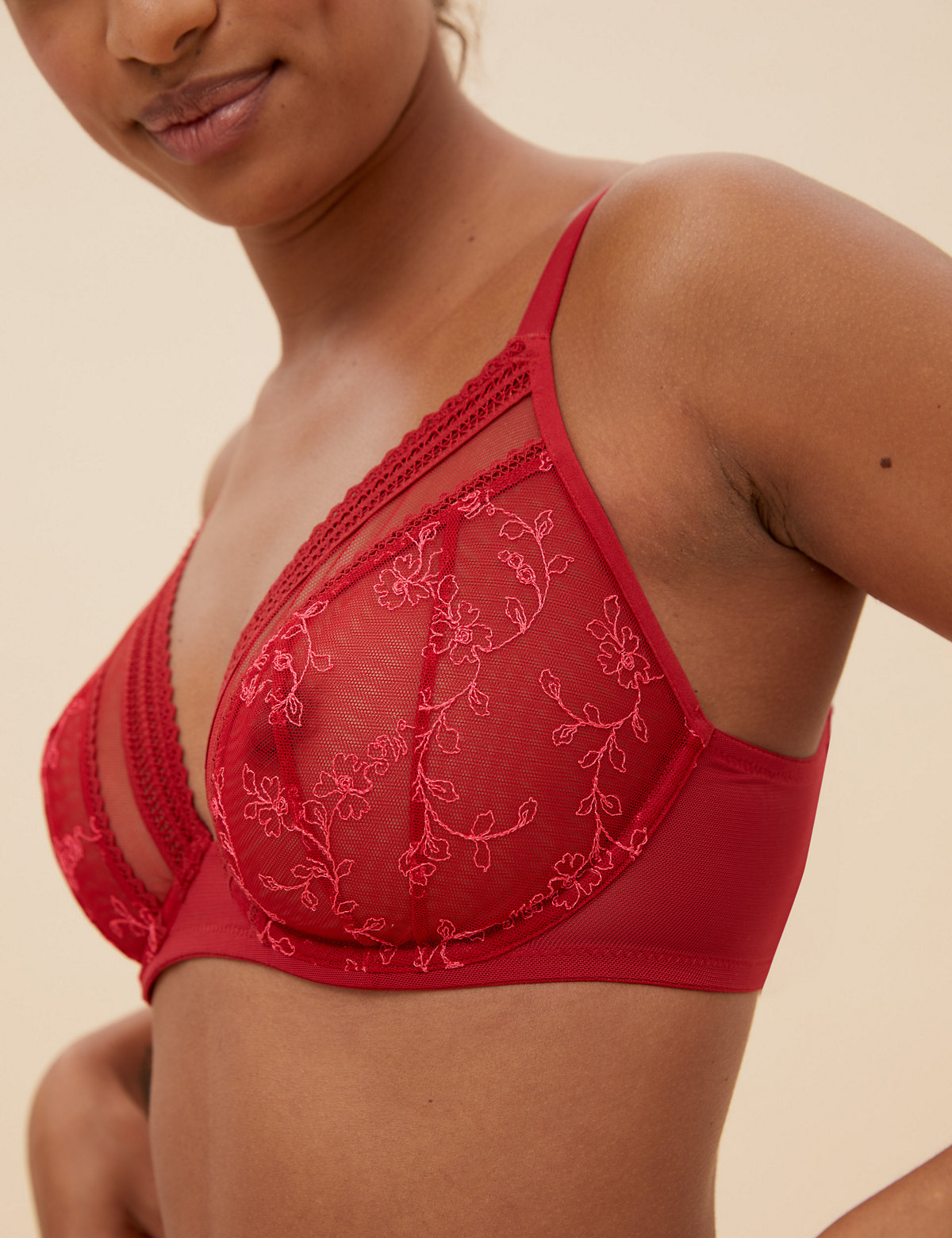 Archive Embroidery Wired Plunge Bra