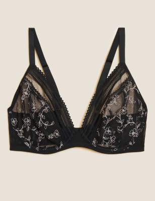 Woman BLACK Embroidered tulle wired bra Synthetic¤Embroidered VANION