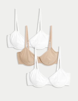 3pk Cotton Wired Full Cup Bras Set A-E