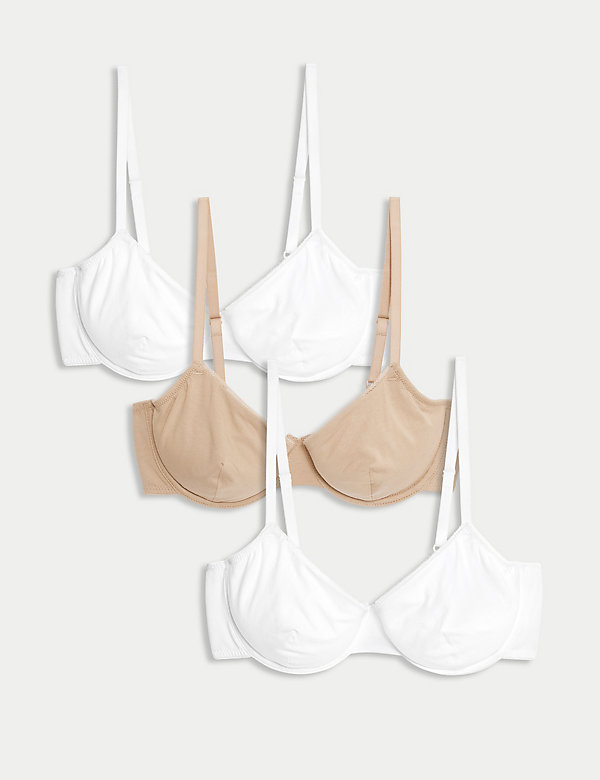 shorthand Diversion graphic 3pk Cotton Wired Full Cup Bras A-E | M&S US