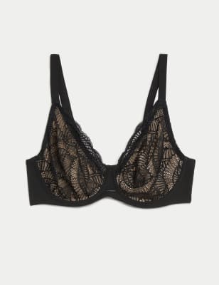 M&S Womens Natural Lift™ Wired Full Cup Bra A-E - 32B - Black, Black,White,Rose Quartz