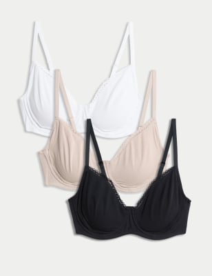 3pk Cotton Rich Non Wired T-Shirt Bras A-E