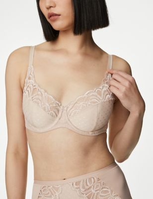 M&S White Wired Full Cup Lightly Padded Bra with lace hem (30B)