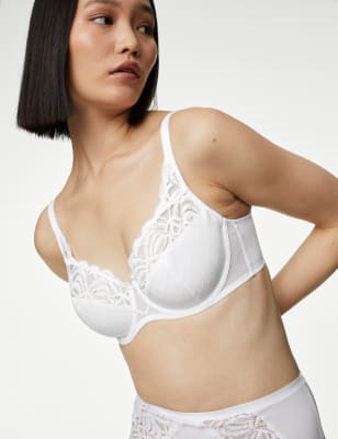 

Womens M&S Collection Lace Wired Full Cup Bra A-E - White, White