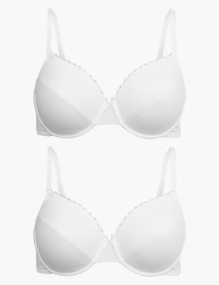 Lot de 2&nbsp;soutiens-gorge non ampliformes &agrave; balconnet en coton, bonnets B&nbsp;&agrave;&nbsp;E