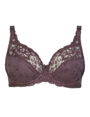 Floral Jacquard Lace Underwired Non Padded Full Cup Bra A Dd Mands Collection Mands