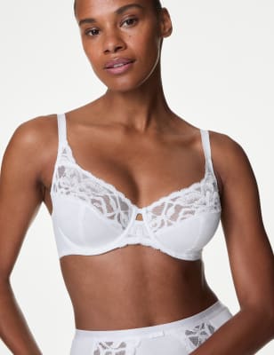 Soutien-gorge à armatures et motif fleuri, bonnets emboîtants A&nbsp;à&nbsp;F