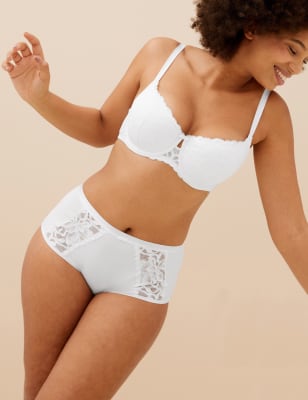 

Womens M&S Collection Wild Blooms Underwired Balcony Bra A-E - White, White