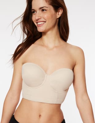 Longline Low Back Padded Strapless Bra A-DD