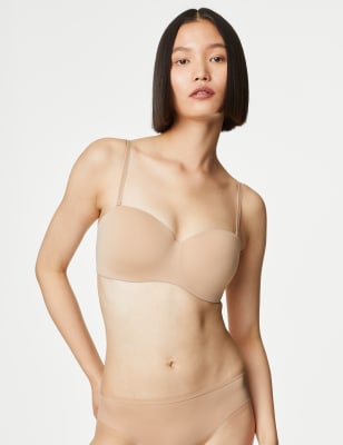 EX M&S STRAPLESS Stick On Bra Padded Wired Balcony Winged Backless