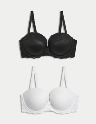 

Womens M&S Collection 2pk Underwired Multiway Push Up Bras A-E - Black Mix, Black Mix