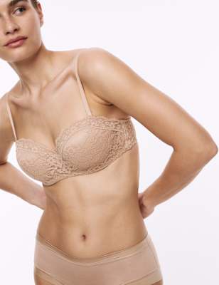 Lace Wired Strapless Bandeau Bra A-E