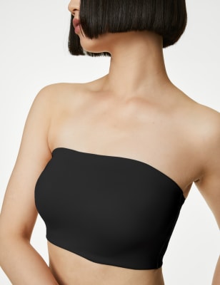 Tube Tops for Women,Black Bandeau Top Bodysuit with Built in Bra