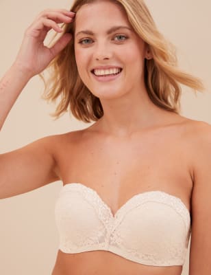 Lace Padded Bandeau Strapless Bra A-E