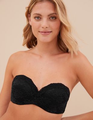 Buy BLACK SOLID LACE-DETAIL BANDEAU BRALETTE for Women Online in India