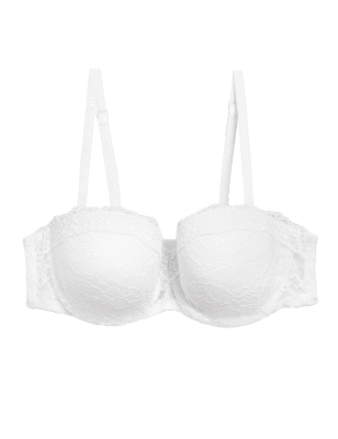 

Womens M&S Collection Lace Padded Bandeau Strapless Bra A-E - White, White