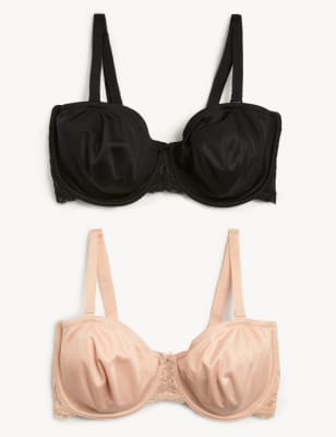 

Womens M&S Collection 2er-Pack ungepolsterte, trägerlose BHs (A-D) - Black/Opaline, Black/Opaline