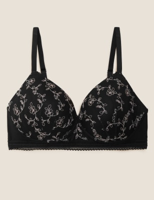 

Womens M&S Collection Archive Embroidery Non Wired Plunge Bra A-E - Black Mix, Black Mix