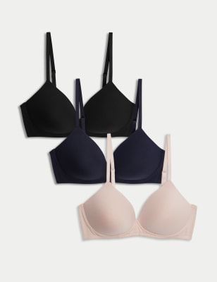 Marks And Spencer Womens M&S Collection 3pk Non Wired T-Shirt Bras A-E - Soft Pink, Soft Pink