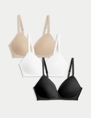 Marks And Spencer Womens M&S Collection 3pk Non Wired T-Shirt Bras A-E - Opaline Mix, Opaline Mix