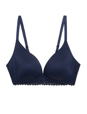 

Womens M&S Collection Sumptuously Soft™ - Bügelloser Plunge-T-Shirt-BH (A-E) - Navy, Navy
