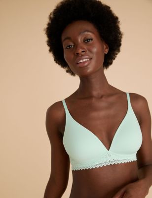 

Womens M&S Collection Sumptuously Soft™ Non-Wired Plunge T-Shirt Bra A-E - Light Green, Light Green