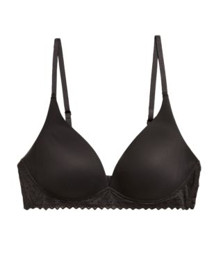 

Womens M&S Collection Sumptuously Soft™ Non-Wired Plunge T-Shirt Bra A-E - Black, Black