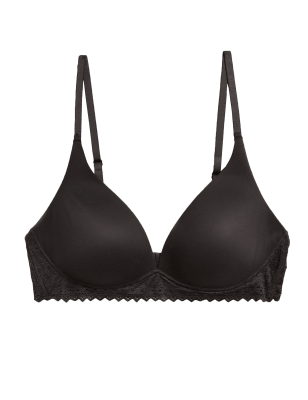 

Womens M&S Collection Sumptuously Soft™ Non-Wired Plunge T-Shirt Bra A-E - Black, Black