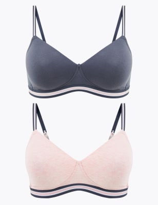 Lot de 2&nbsp;soutiens-gorge ampliformes &agrave; rayures, avec bonnets embo&icirc;tants