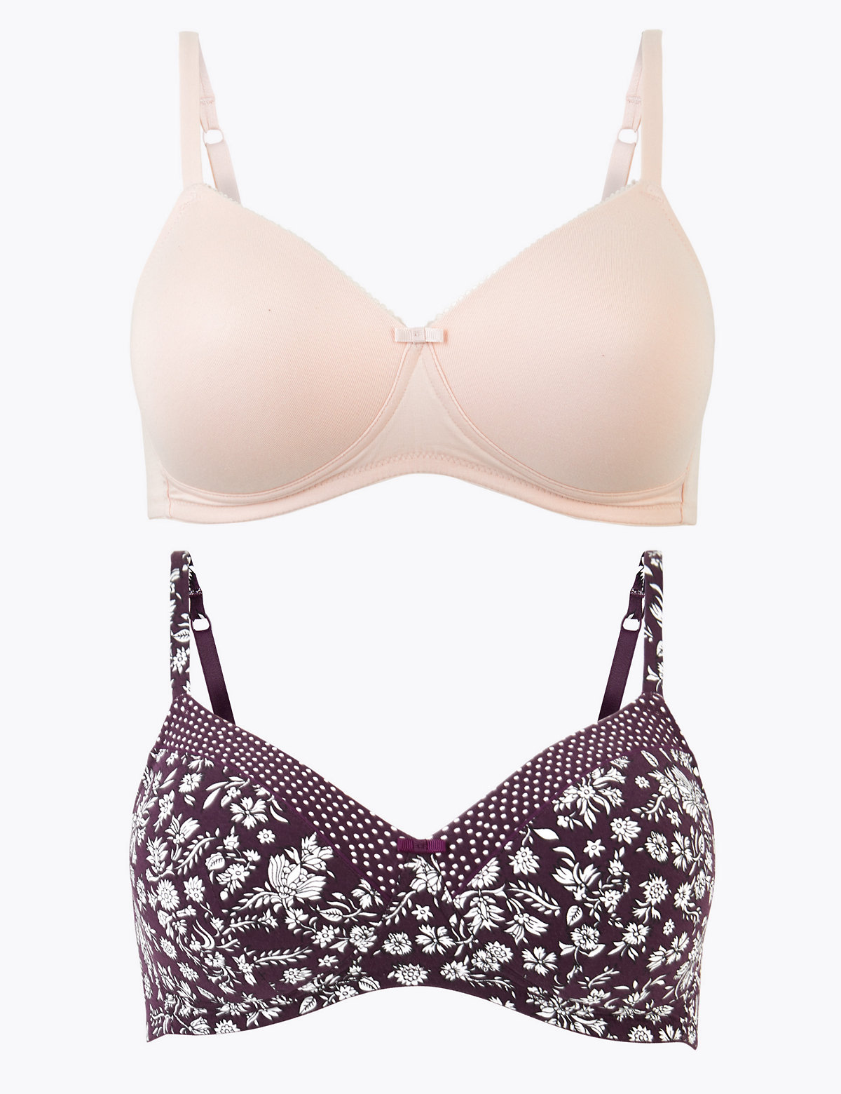 2 Pack Printed Full Cup Bras A-DD
