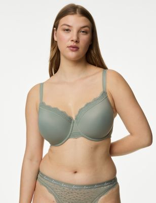 3pk Lace & Mesh Wired Balcony Bras A-E, M&S Collection