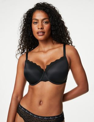 M&S Cotton Rich NON WIRED FULL CUP BRA With Moulded Cups in BLACK Size 34A  - Helia Beer Co
