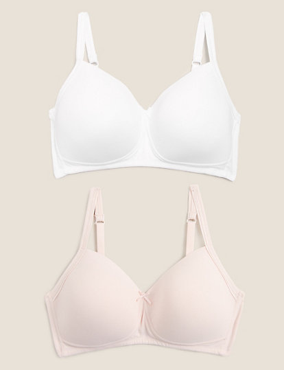 2pk Cotton Padded Full Cup Bras