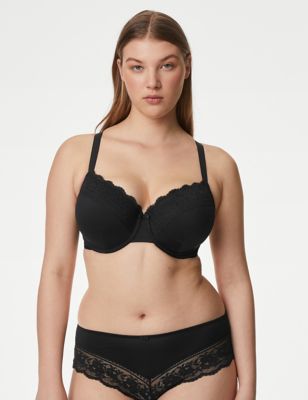 

Womens M&S Collection Lace Trim Wired Full Cup Bra (F+) - Black, Black