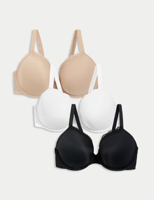 3pk Padded Wired Plunge Bras F-H - CA